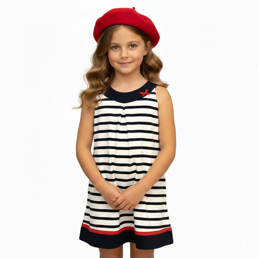 Cap au Largo Navy & Ivory Nautical Striped Dress Size 8